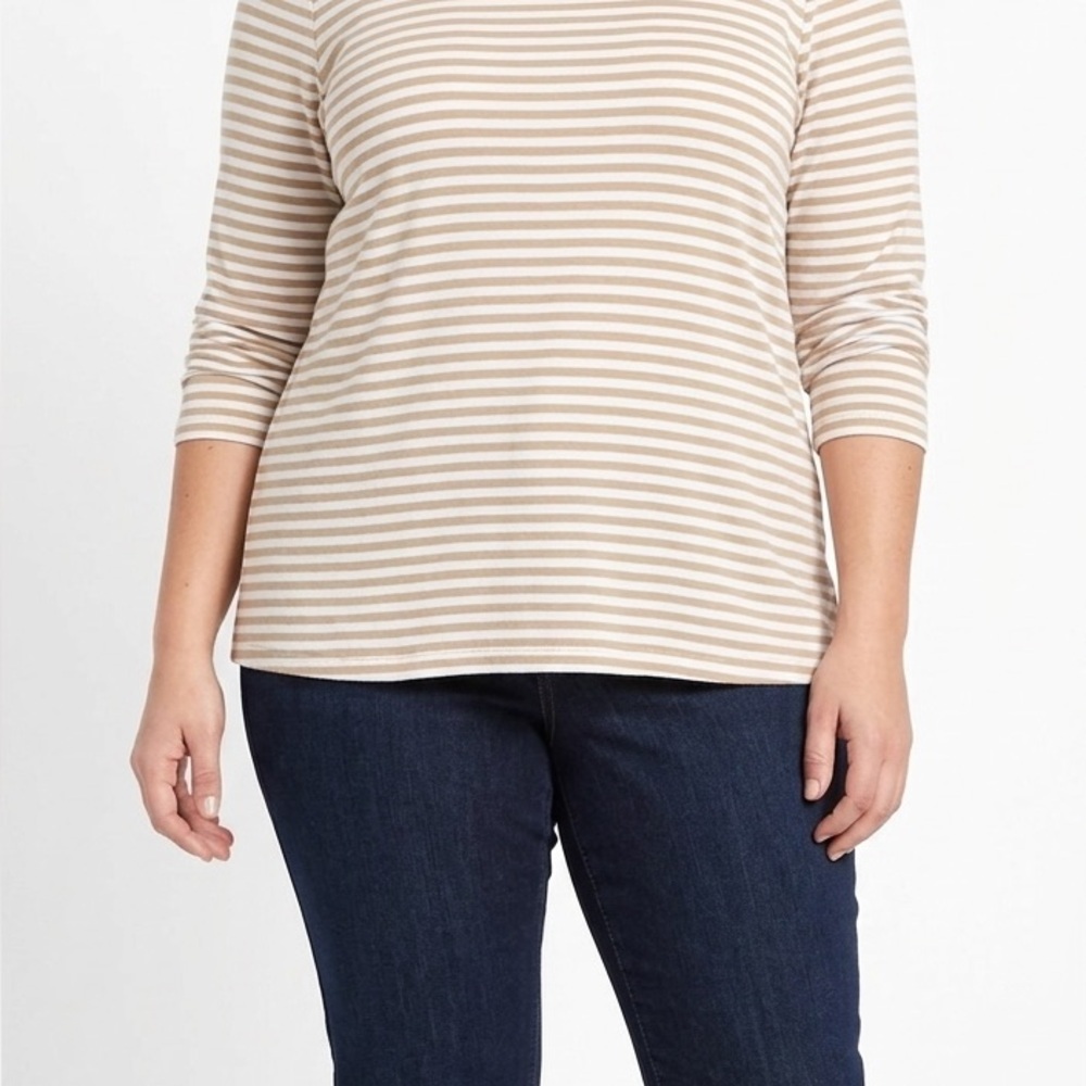 Lane Bryant Tan and White Striped Top